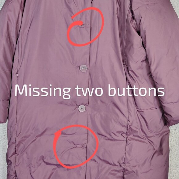 Eileen Fisher Coat Womens Large Maroon Down Parka Hooded Winter Oversized Preppy - Picture 5 of 15